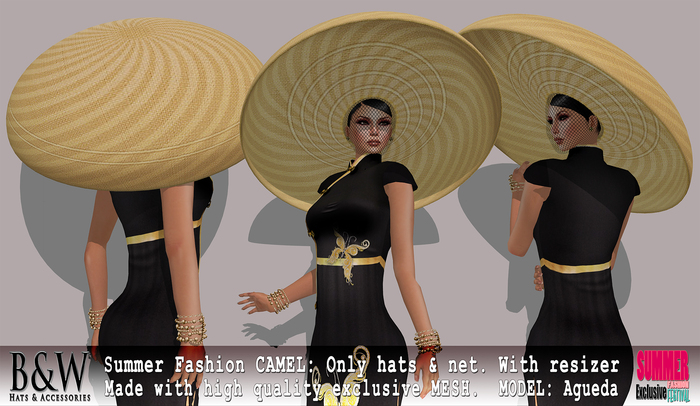 ArisArisB&W Pour Femme - Summer Fashion Hat - CAMEL - MESH