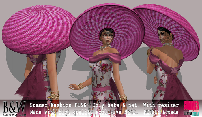 B&W - Summer Fashion Hat - PINK - MESH