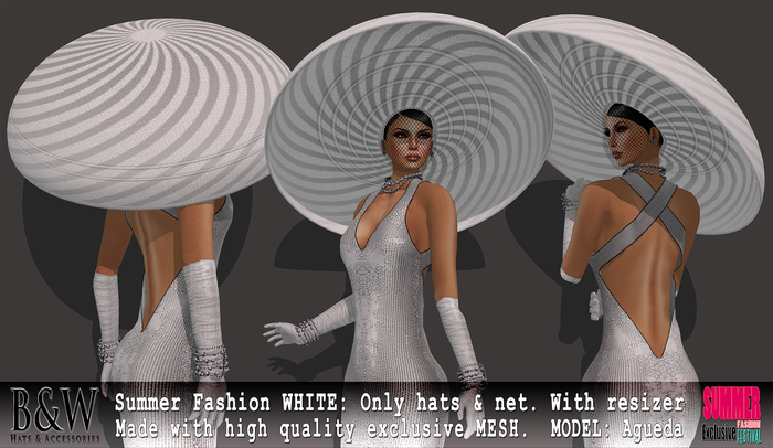 B&W - Summer Fashion Hat - WHITE - MESH