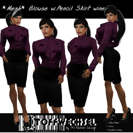 [Stoffwechsel] *Mesh* Blouse with Pencil Skirt whine