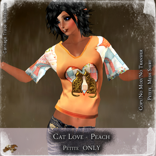 @CT@ Cat Love Shirt (Petite) BOXED Peach