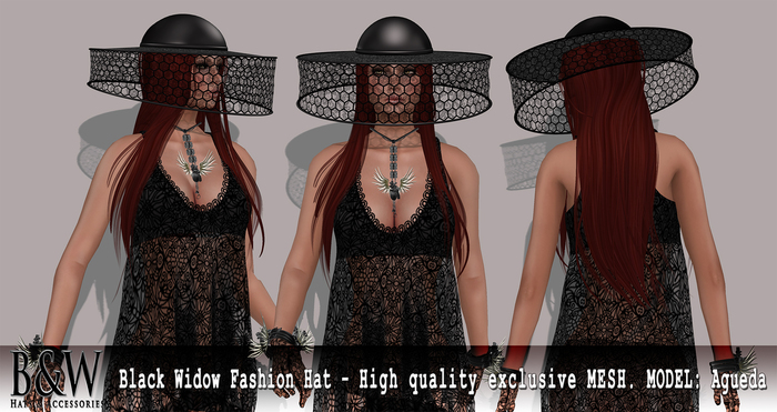 B&W - Black Widow Fashion Hat - MESH