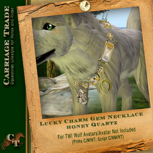 Second Life Marketplace CT Dog Necklace Gold/Honey Quartz