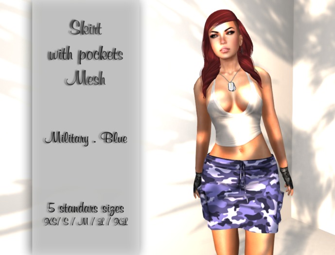 ![Outspoken] Skirt with pockets - Blue