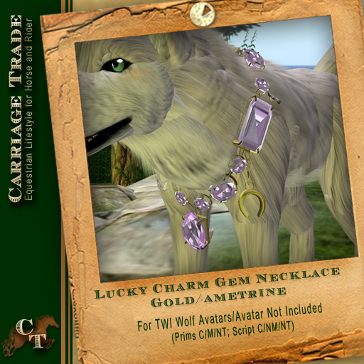 @CT@ TWI Dog/Wolf Necklace Gold/Ametrine