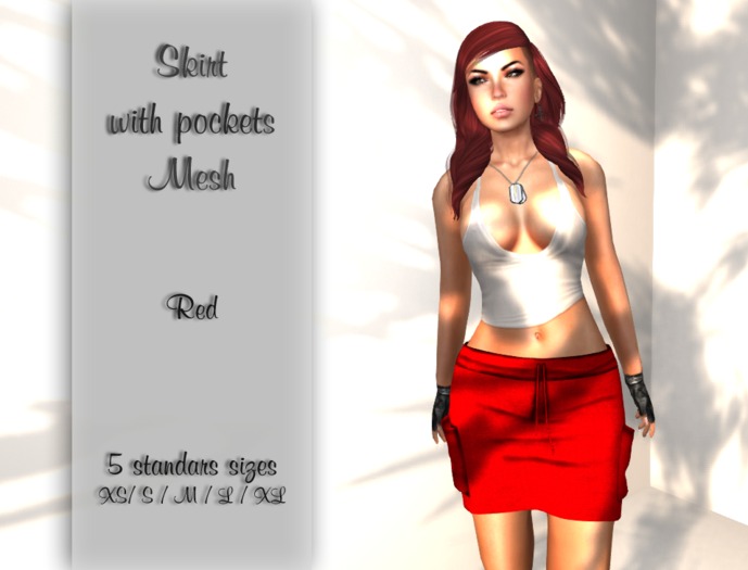 [Outspoken] Mesh Skirt with pockets - Red