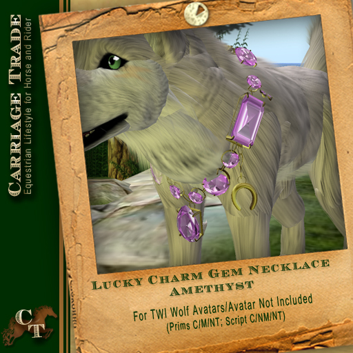 @CT@ TWI Dog/Wolf Necklace Gold/Amethyst