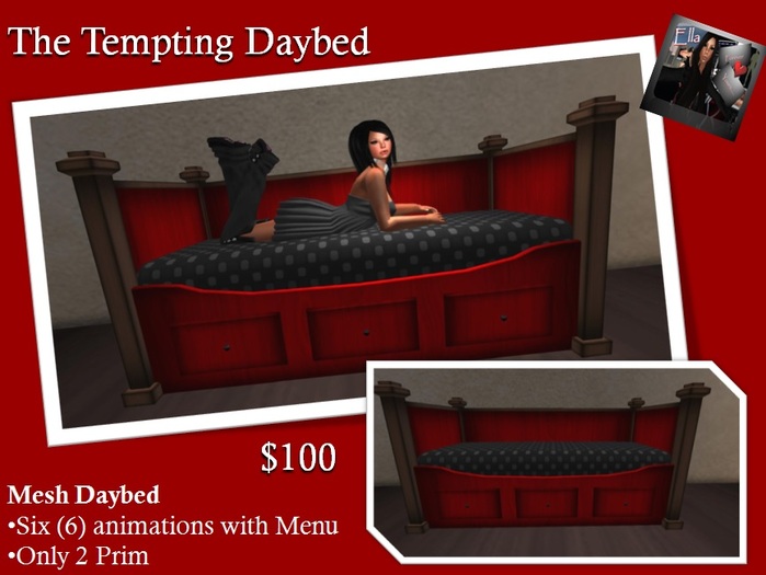 Tempting Daybed-Black Pattern Red Wood
