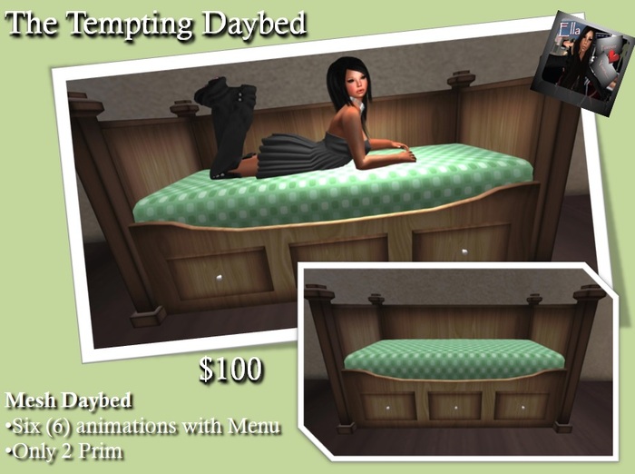Tempting Daybed-Green Pattern Dark Wood