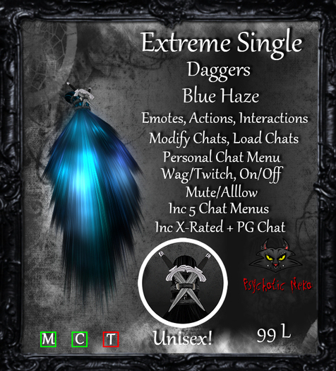 Psychotic Neko Tail Extreme Single Daggers Blue Haze PN