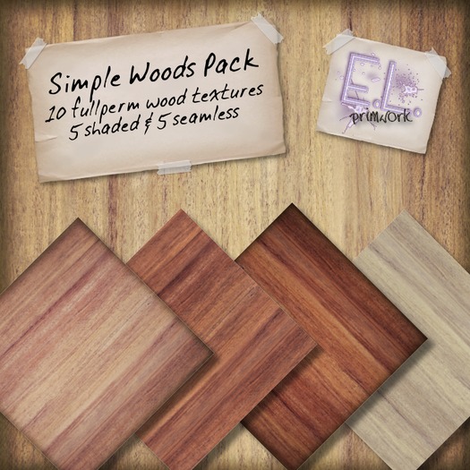 E.L. Primwork - Simple Woods Pack - 10 fullperm Textures 