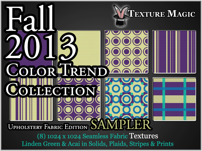 Linden Green & Acai Sampler - Fall 2013 Coordinating Color Trend Upholstery Fabric Textures