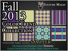 Linden Green & Acai Sampler - Fall 2013 Coordinating Color Trend Upholstery Fabric Textures