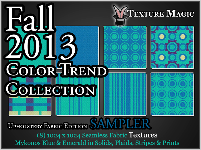 Mykonos Blue & Emerald Sampler - Fall 2013 Coordinating Color Trend Upholstery Fabric Textures