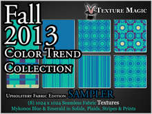 Mykonos Blue & Emerald Sampler - Fall 2013 Coordinating Color Trend Upholstery Fabric Textures