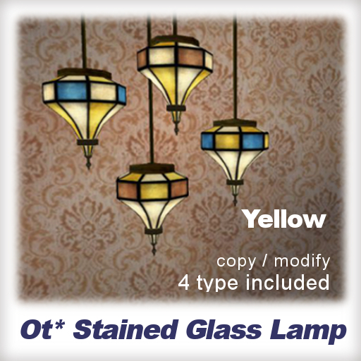 Ot* Stained Glass Lamp Set -Yellow-