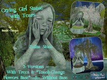 CHANNING CRYING GIRL wTEARS STATUE wTrees & Florals~2 Texture Changes~