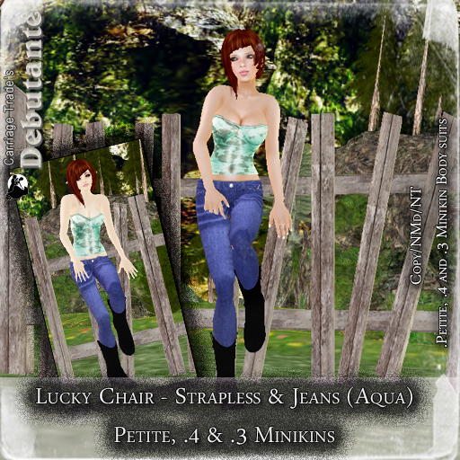 @CT@-Strapless Corset & Jeans (Petite & .3 & .4M) Boxed Aqua