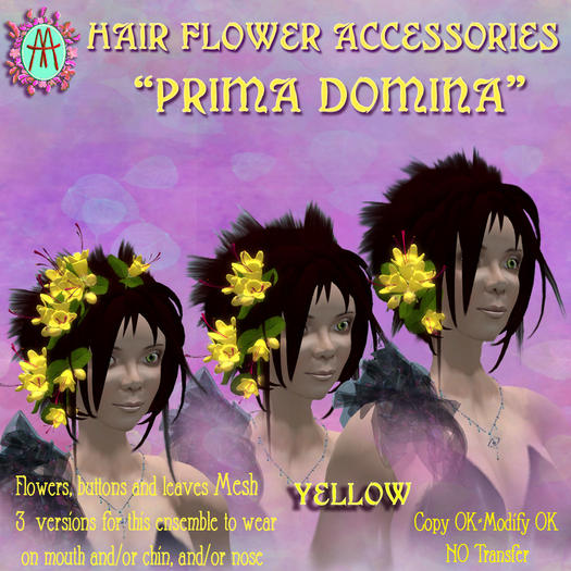 Flower Hair Accessories "Yellow" Mesh