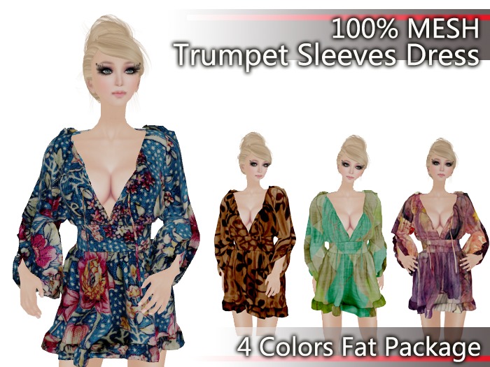 ★★Best Selling★★Trumpet Sleeve Flouncing Dress Package p01