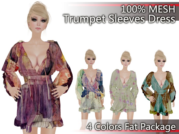 ★★Best Selling★★Trumpet Sleeve Flouncing Dress Package p02