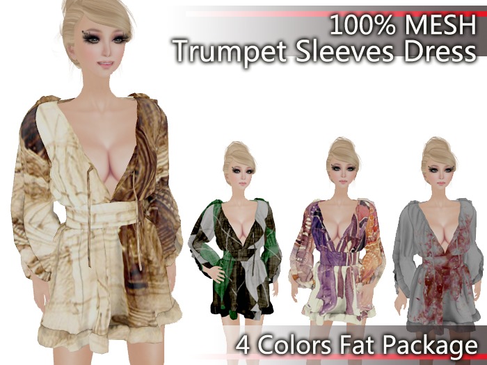 ★★Best Selling★★Trumpet Sleeve Flouncing Dress Package p04