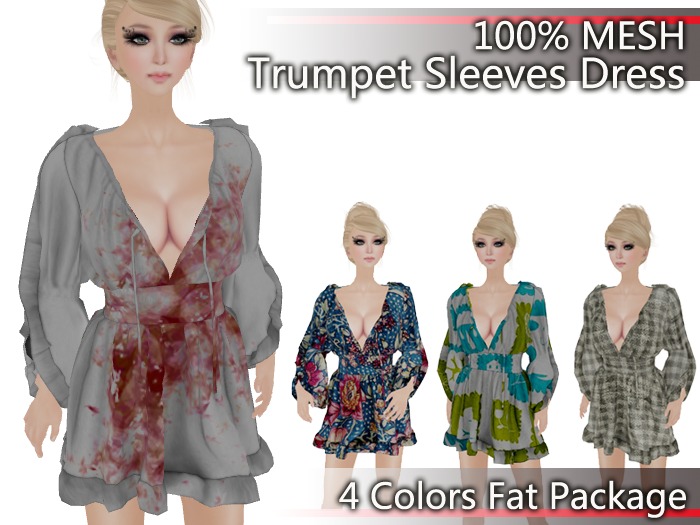 ★★Best Selling★★Trumpet Sleeve Flouncing Dress Package p05