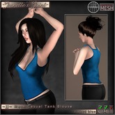 ~JJ~ Mesh Casual Tank Blouse (ribbed blue)