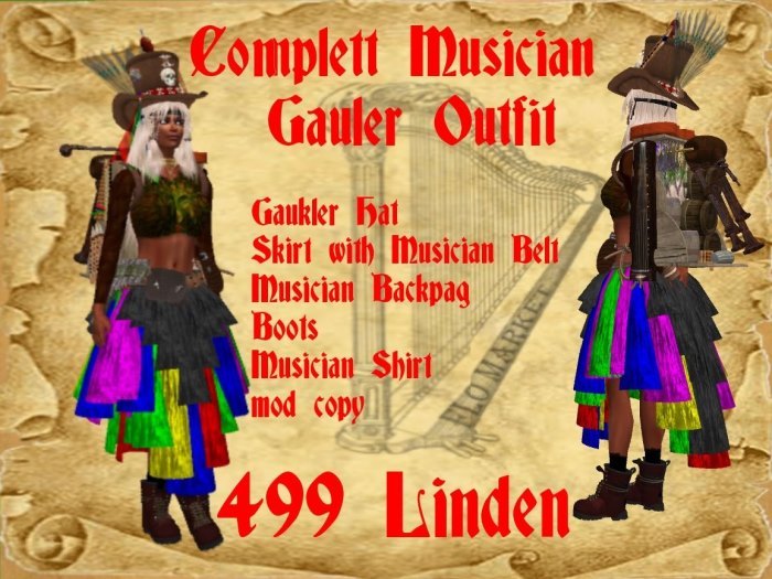Musiker Musician Gaukler Outfit Complett