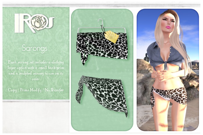 ~*IROS*~ Bikini Sarong *B&W Cheetah*