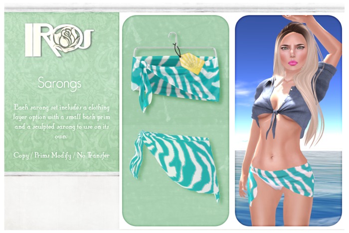 ~*IROS*~ Bikini Sarong *Zebra Blue*