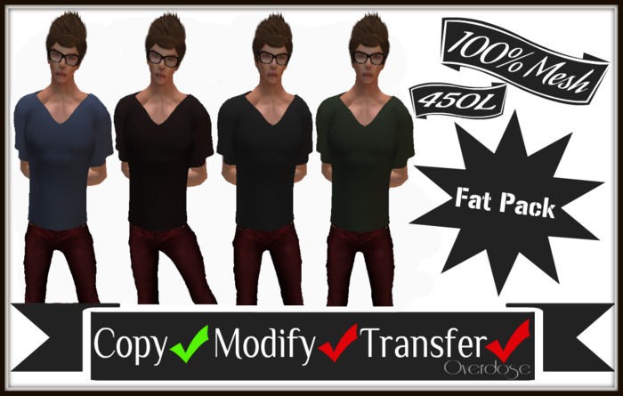 Overdose_Mesh Men's V Neck Tee FAT PACK