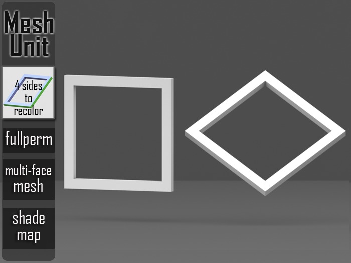 Mesh Unit: Full Perm ➔ Multi-purpose cubic frame shape#1 (multi-face) + shade map
