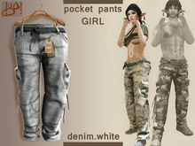 !gO! Pocket Pants Girl -Denim white-