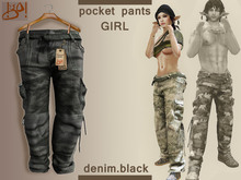 !gO! Pocket Pants Girl -Denim black-