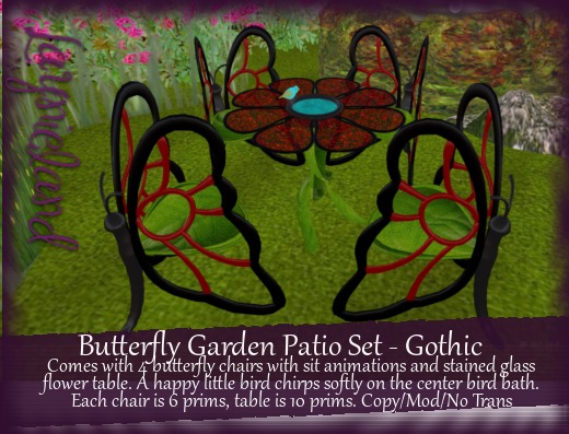~LL~ Butterfly Garden Patio Set - Gothic REZZER