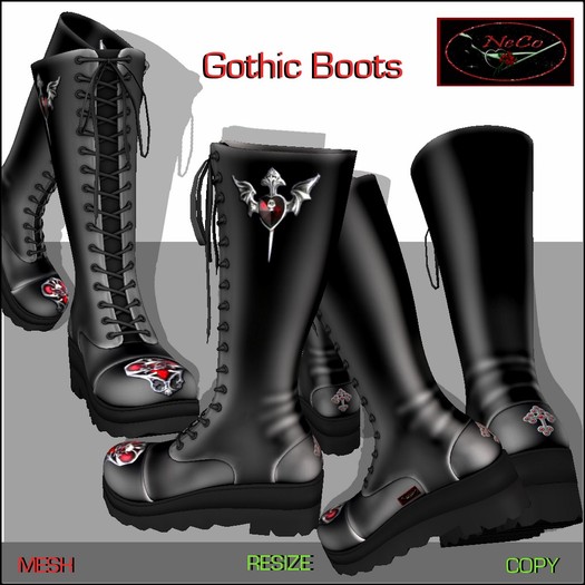 NeCo - Mesh Gothic Boots - Black