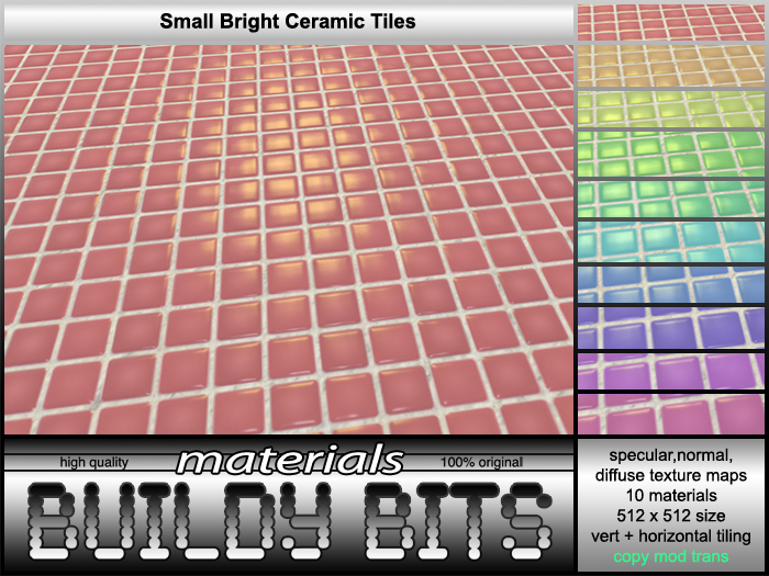 ~Buildy Bits~ Small Bright Ceramic Tiles box