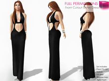 CLASSIC RIGGED Women's Halter Strap Deep Cleavage Belly and Side Cut Out Maxi Dress Gown - 4 TEXTURES