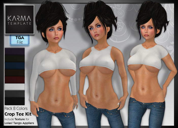 Karma Template - Tga - Crop Tee Kit with Lolas - 8 colors