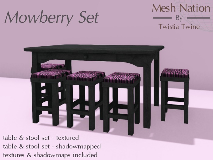 * Mesh Nation * FULL PERMISSIONS Mowberry Table & Stool Set