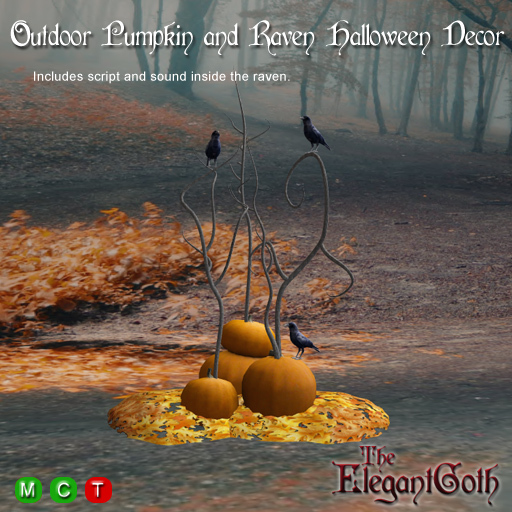 Outdoor Pumpkin and Raven Halloween Decor