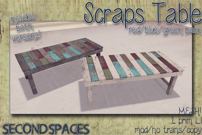 *SS* Scraps Table - red/blue/green pack (bxd)