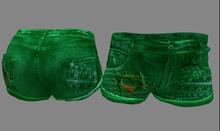 Shorts Jean Green Red Heart Mesh