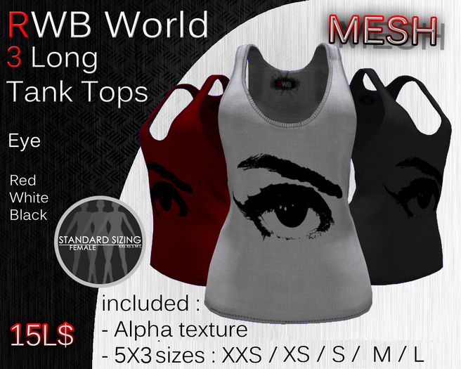[RWB] - Mesh - 3 long Tank Tops Eye