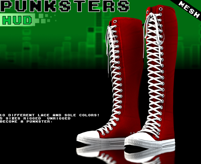 :{F.A.D.}: Punksters Knee High Shoes Red