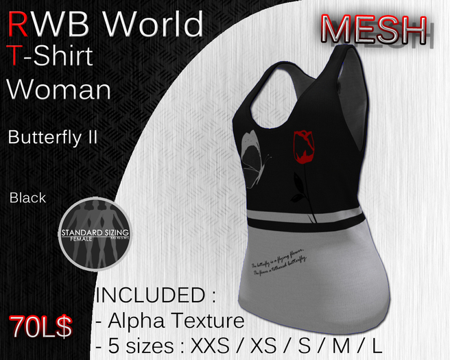 [RWB] - Mesh - Long Tank Top Butterfly II