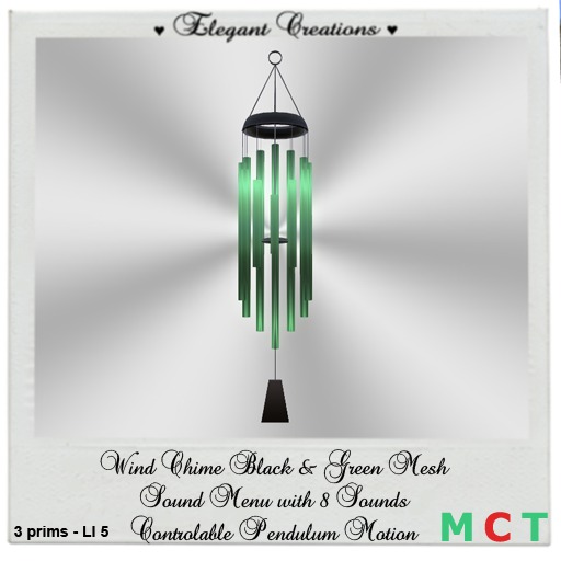 Wind Chime Blk-Green Mesh w/sound menu