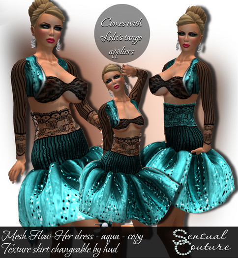 Mesh Flow Her dress  * aqua *