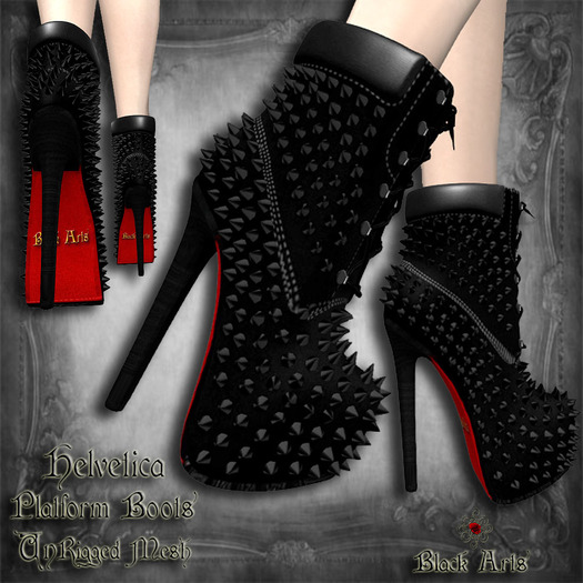 ~Black Arts~Helvetica Platform Boots Black